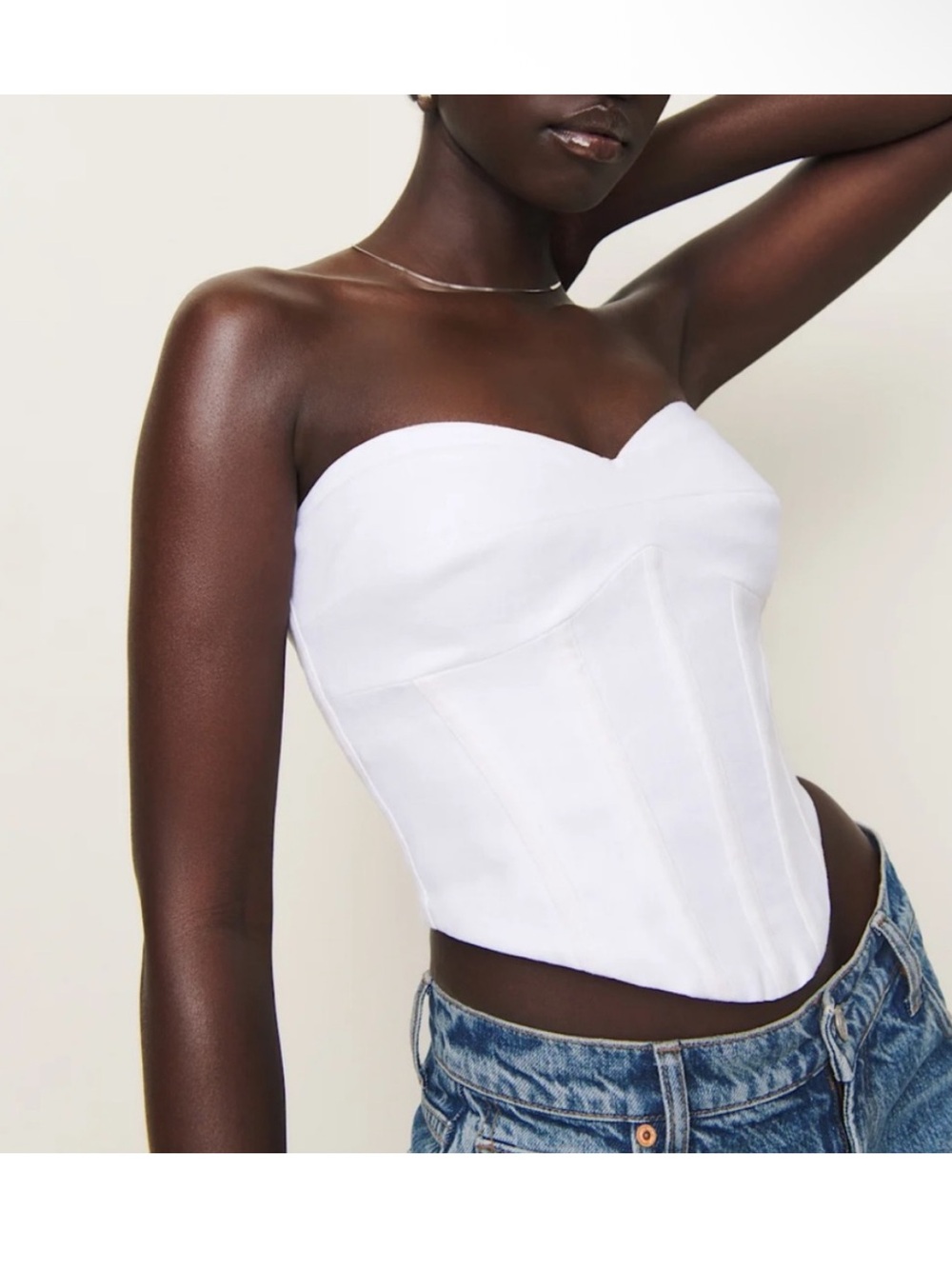BNWT Reformation White Pacie Linen Corset Top